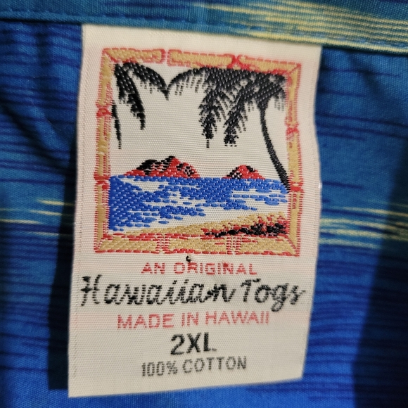 Men Size 2XL The Original Hawaiian Togs Palm Trees button down shirt multicolor - Picture 6 of 6